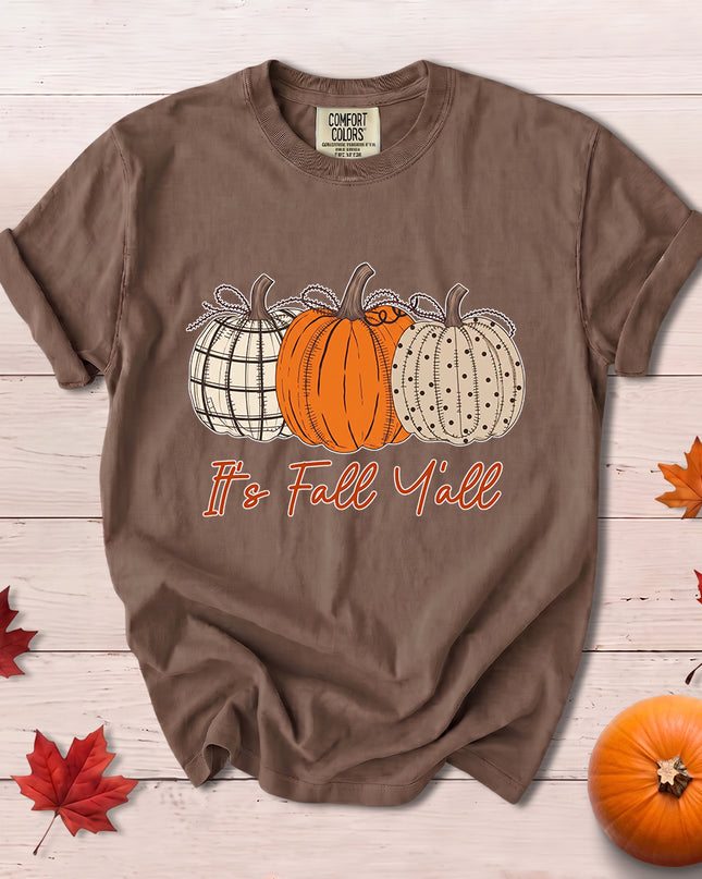 Comfort Colors Fall Autumn Pumpkin Trio Its Fall Yall Southern T-Shirt
