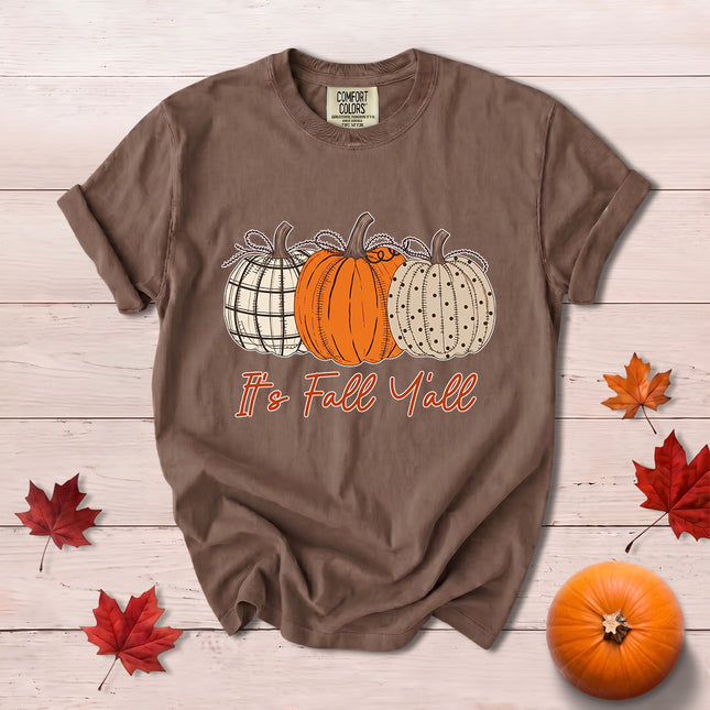Comfort Colors Fall Autumn Pumpkin Trio Its Fall Yall Southern T-Shirt