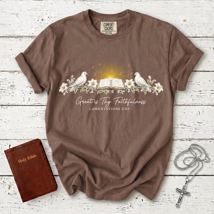 Comfort Colors Great Is Thy Faithfulness Lamentations 3:23 Christian Bible Verse T-Shirt