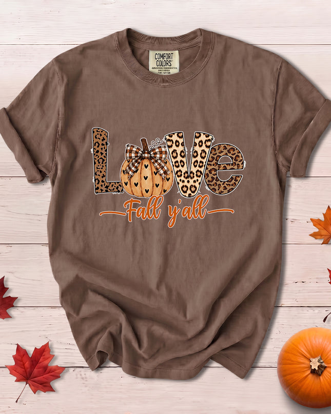 Comfort Colors Fall Autumn Love Fall Yall Leopard Pumpkin T-Shirt