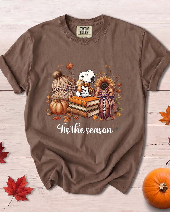 Comfort Colors Fall Autumn Tis The Season Pumpkin Books Cozy Football T-Shirt