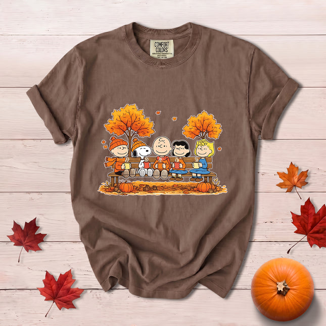 Comfort Colors Fall Autumn Cozy Friends Pumpkin Maple Leaves T-Shirt