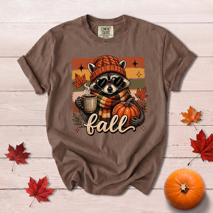 Comfort Colors Cute Raccoon Fall Pumpkin Thanksgiving T-Shirt