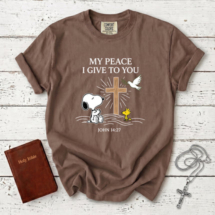 Comfort Colors My Peace I Give to You John 14 27 Dove Cross T-Shirt