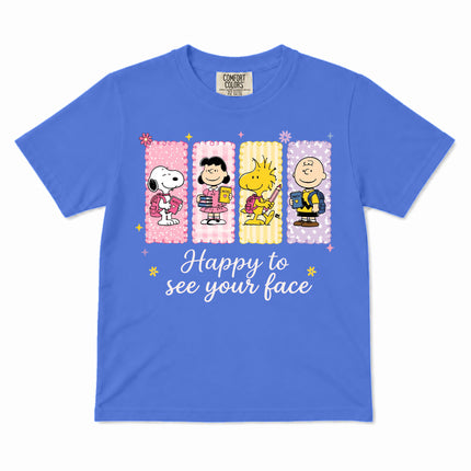 Comfort Colors Back To School Happy To See Your Face Classroom Kid T-Shirt