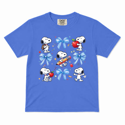 Comfort Colors Back To School Blue Bow School Supplies Kid T-Shirt