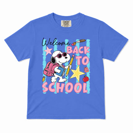 Comfort Colors Welcome Back To School Pink Backpack First Day Kid T-Shirt