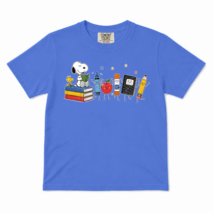 Comfort Colors Back To School Books Pencil Apple Supplies Kid T-Shirt