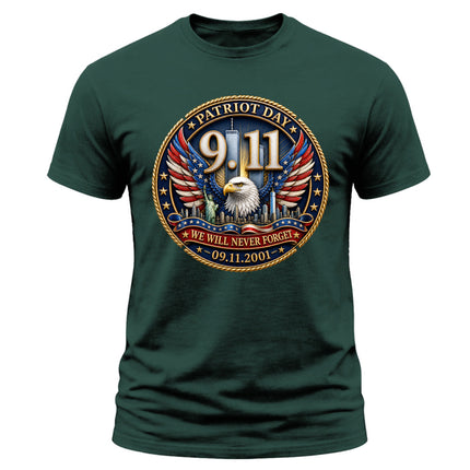 9/11 Patriot Day Never Forget American Eagle September 11 Memorial T-Shirt