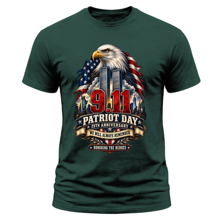 9/11 Patriot Day 25th Anniversary Never Forget Memorial Honoring Heroes T-Shirt