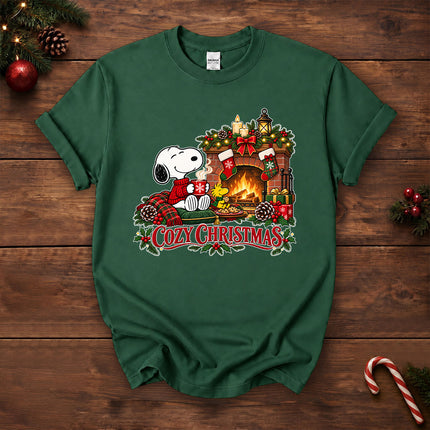 Cozy Christmas Fireplace Hot Cocoa Holiday T-Shirt