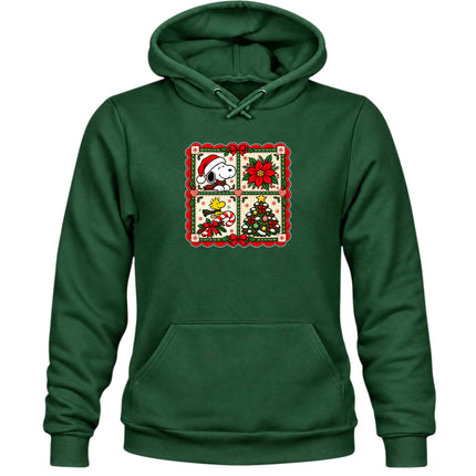 Christmas Patchwork Poinsettia Holiday Quilt Hoodie