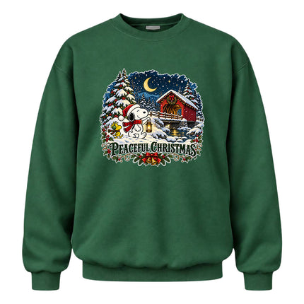 Peaceful Christmas Snowy Covered Bridge Winter Night Sweatshirt