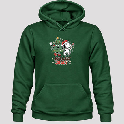 Holly Jolly Christmas Tree Candy Cane Retro Hoodie