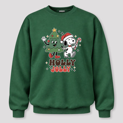 Holly Jolly Christmas Tree Candy Cane Retro Sweatshirt