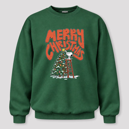 Merry Christmas Retro Tree Decorating Ash Gray Sweatshirt