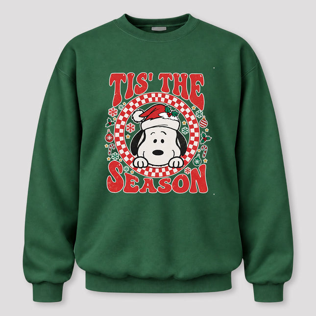 Tis The Season Christmas Retro Checkered Santa Hat Sweatshirt