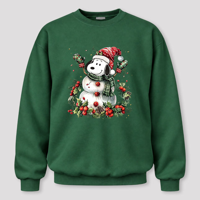 Christmas Snowman Santa Hat Holly Berries Sweatshirt