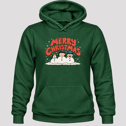 Merry Christmas Retro Snowmen Winter Scene Hoodie