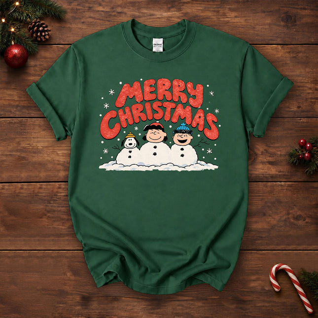 Merry Christmas Retro Snowy Winter Graphic T-Shirt
