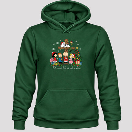 Oh Come Let Us Adore Him Christmas Cross Hoodie