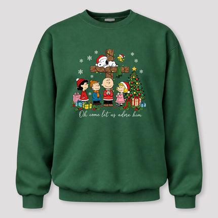 Oh Come Let Us Adore Him Christmas Cross Sweatshirt