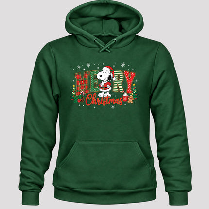 Merry Christmas Plaid Lettering Holiday Trees Hoodie
