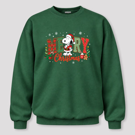 Merry Christmas Plaid Lettering Holiday Trees Sweatshirt