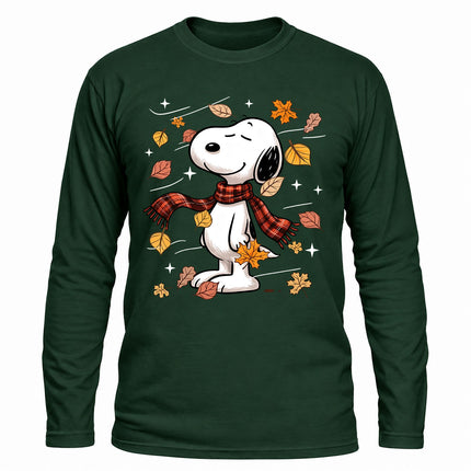Fall Leaves Plaid Scarf Cozy Autumn Long Sleeve T-Shirt
