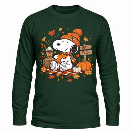 Hello Fall Pumpkin Coffee Cozy Autumn Long Sleeve T-Shirt