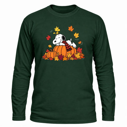 Fall Pumpkin Shirt Autumn Leaves Cozy Long Sleeve T-Shirt