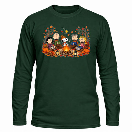 Fall Campfire Pumpkin Autumn Cozy Friends Long Sleeve T-Shirt