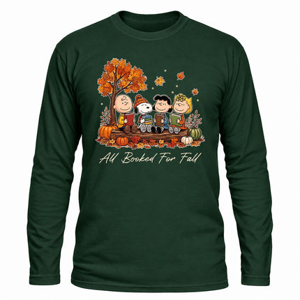Fall Reading Shirt All Booked For Fall Autumn Book Lover Long Sleeve T-Shirt