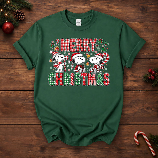 Merry Christmas Plaid Holiday Candy Canes T-Shirt
