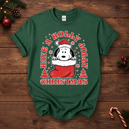 Have A Holly Jolly Christmas Retro Santa Stocking T-Shirt