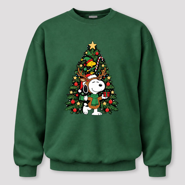 Christmas Tree Reindeer Antlers Festive Gift Sweatshirt