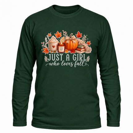 Just a Girl Who Loves Fall Pumpkin Cozy Autumn Long Sleeve T-Shirt