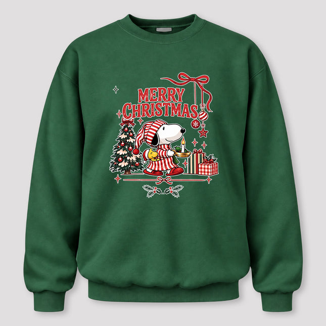 Merry Christmas Candlelight Tree Holiday Graphic Sweatshirt