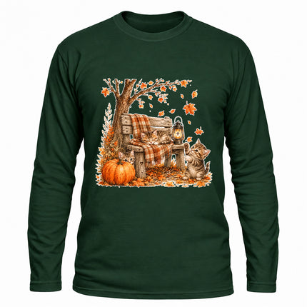 Cozy Fall Porch Pumpkin Lantern Autumn Long Sleeve T-Shirt