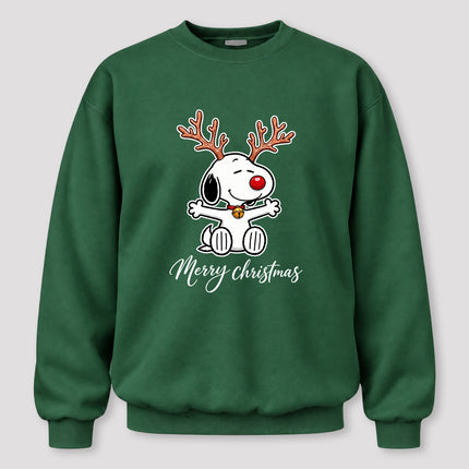 Merry Christmas Reindeer Antlers Red Nose Sweatshirt