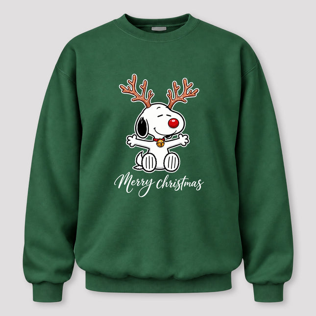 Merry Christmas Reindeer Antlers Red Nose Sweatshirt