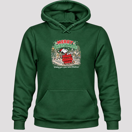 Merry Christmas Snowy Village Holiday Sled Hoodie