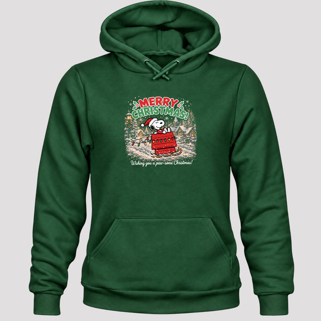 Merry Christmas Snowy Village Holiday Sled Hoodie