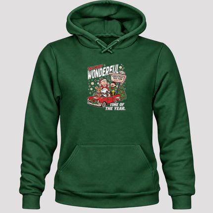 Christmas Tree Farm Vintage Car Most Wonderful Time Hoodie