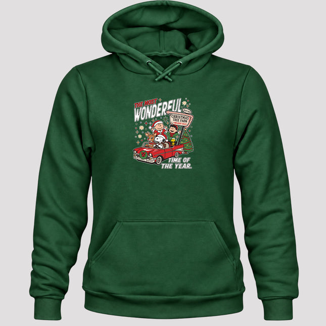Christmas Tree Farm Vintage Car Most Wonderful Time Hoodie