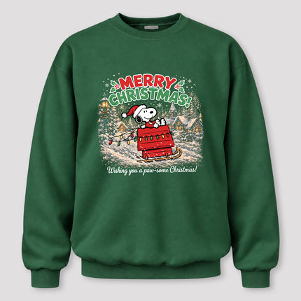 Merry Christmas Snowy Village Festive Sled Sweatshirt
