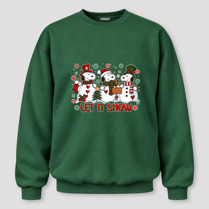 Let It Snow Christmas Snowman Trio Holiday Graphic Sweatshirt