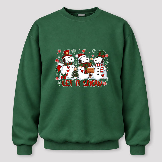 Let It Snow Christmas Snowman Trio Holiday Graphic Sweatshirt