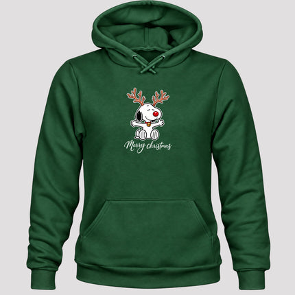 Merry Christmas Reindeer Antlers Red Nose Hoodie