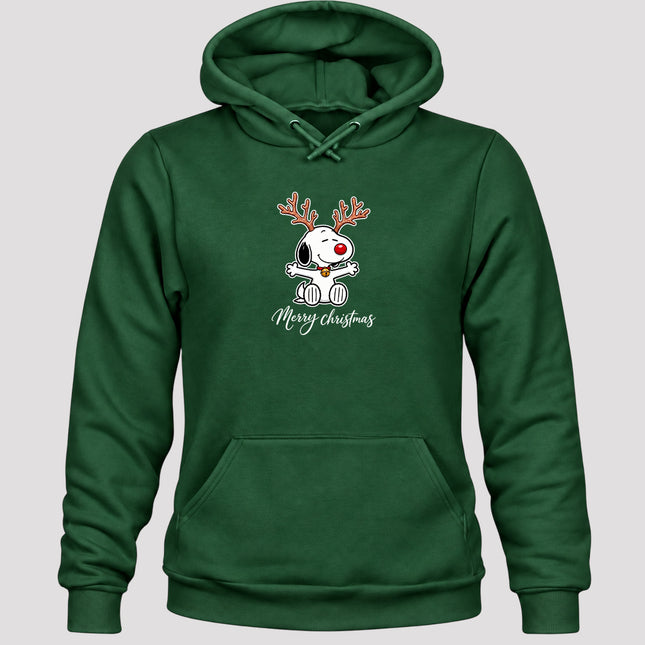 Merry Christmas Reindeer Antlers Red Nose Hoodie